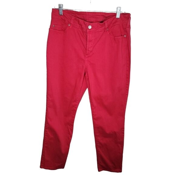 Nydj Red skinny ankle denim jeans size 12 - Picture 1 of 5